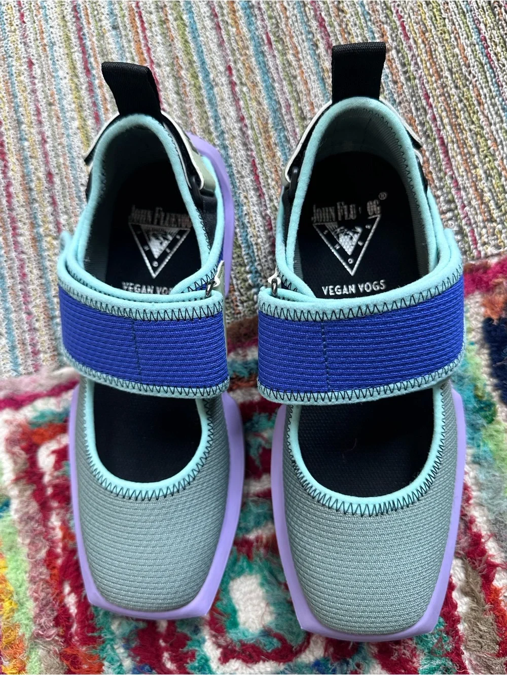 Fluevog LIKE NEW Future Angel Blair Velcro green/blue/purple vegan sneaker-7